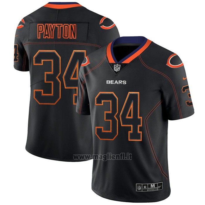 Maglia NFL Limited Chicago Bears Payton Lights Out Nero